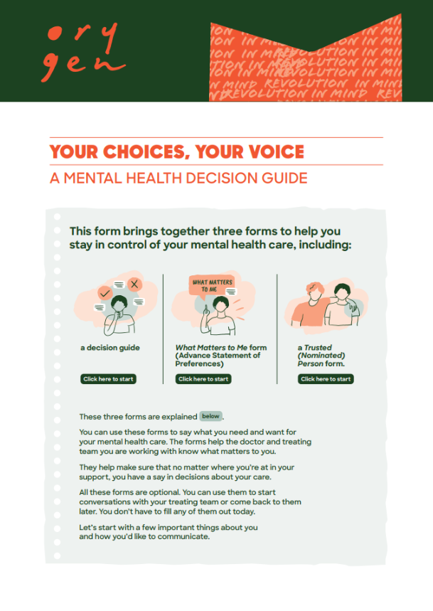 Your choices, your voice: A mental health decision guide