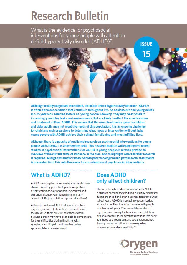 What is the evidence for psychosocial interventions for young people with ADHD?