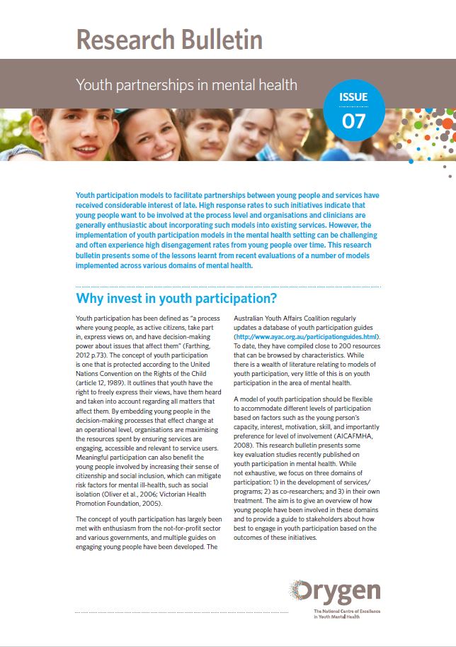 Youth partnerships in mental health