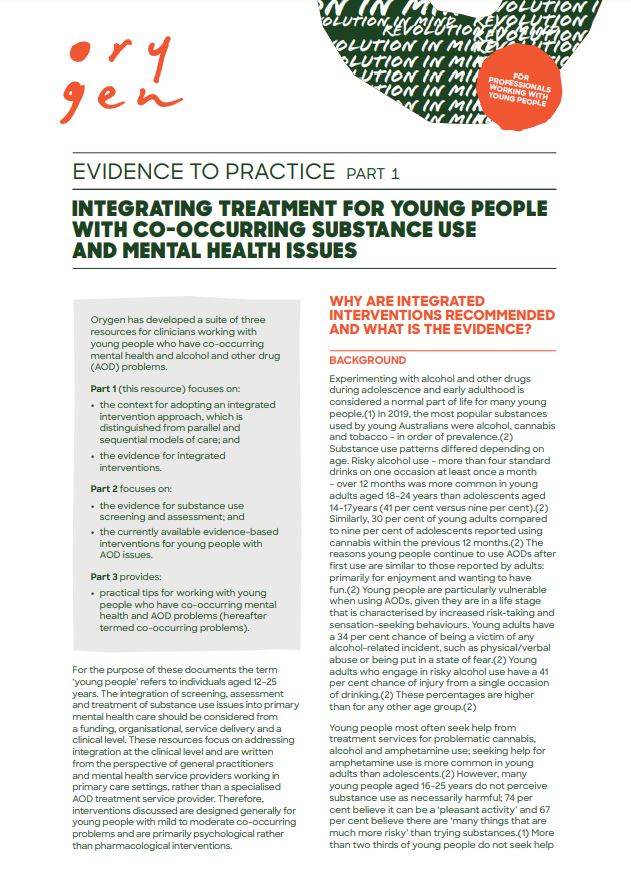 Integrating treatment for young people with co-occurring substance use and mental health issues
