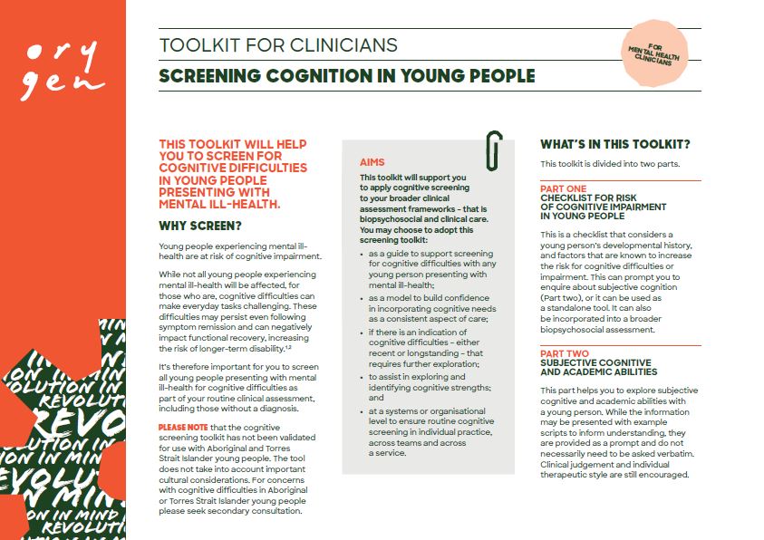 Screening cognition in young people