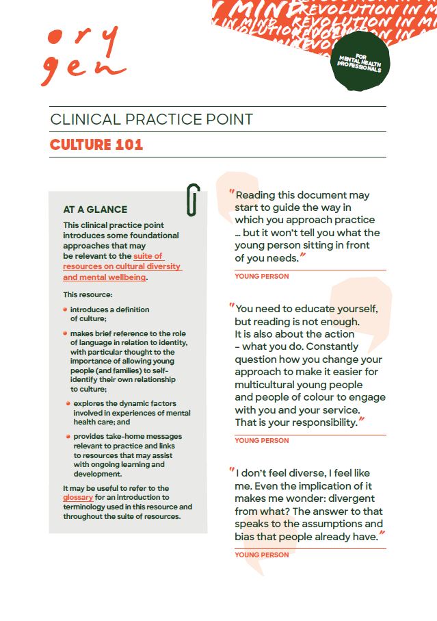 Clinical practice points - Orygen, Revolution in Mind