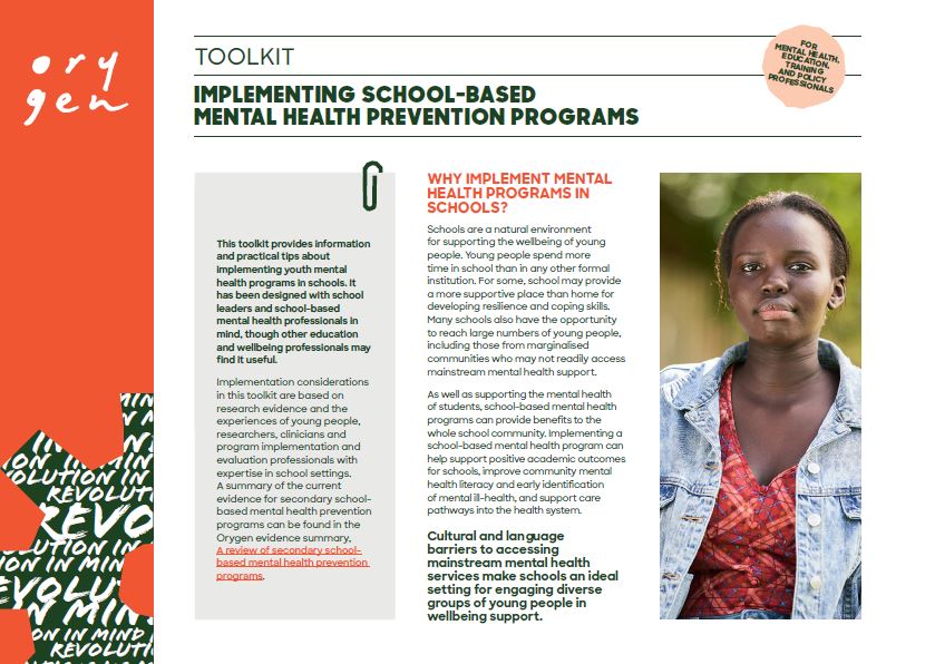 Implementing school-based mental health prevention programs