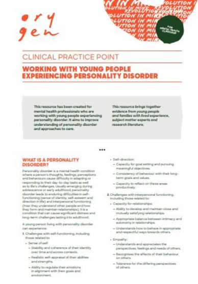 Clinical Practice Points - Orygen, Revolution in Mind