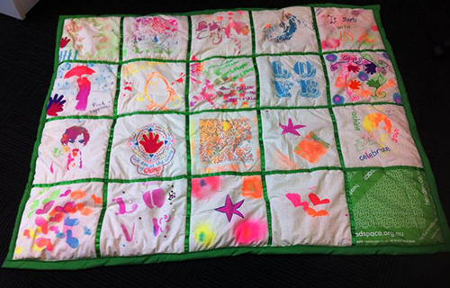 Quilt created by young people at headspace Sunshine
