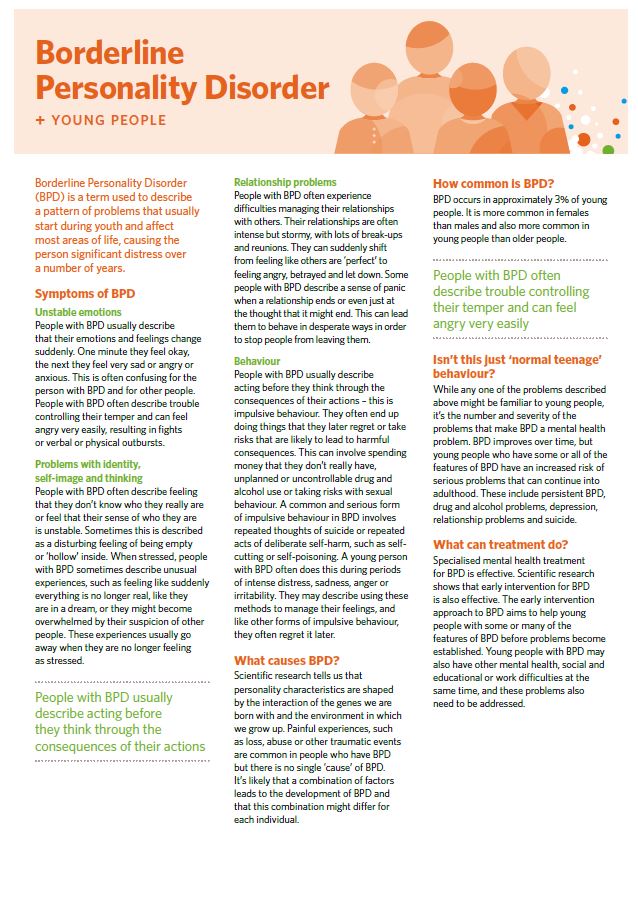 Borderline Personality Disorder And Young People Orygen Revolution In Mind Borderline Personality Disorder And Young People Orygen Revolution In Mind